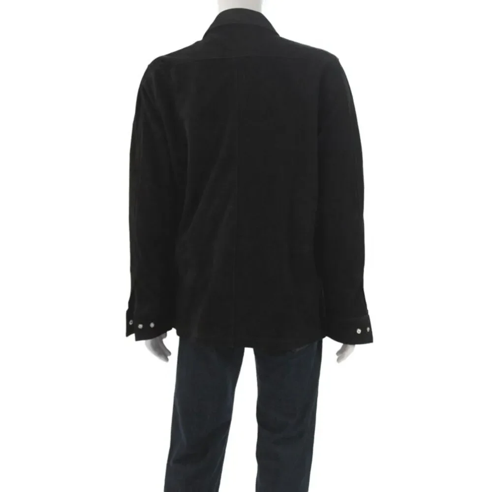 Slate & Stone Mens Black Suede Western Shirt Jacket Snap Size L
